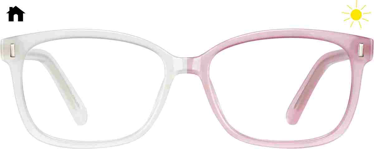Pink Sunlight-Activated Square Glasses