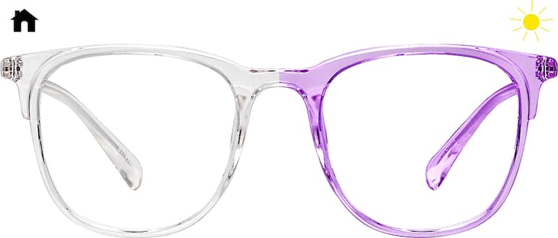 Purple Sunlight-Activated Square Glasses