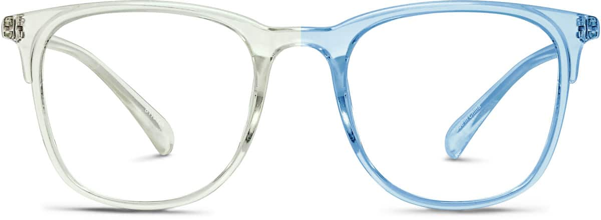 Front view of Sunlight-Activated Square Glasses 8119924 in Blue