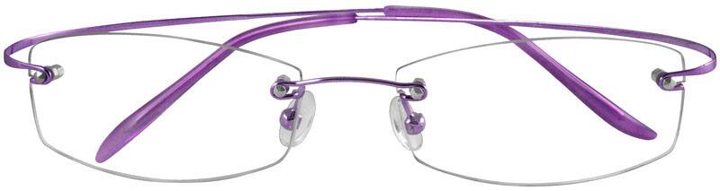 purple rimless eyeglasses