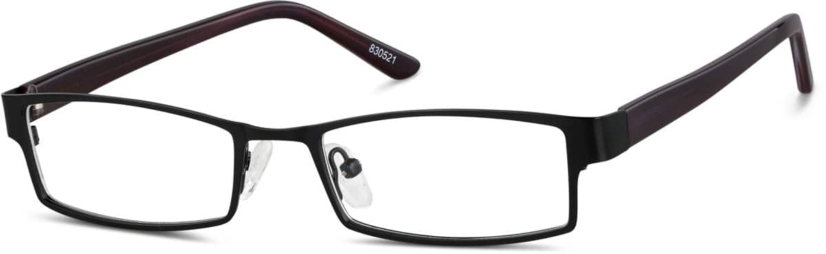 Angle view of Rectangle Glasses 830521 in Black