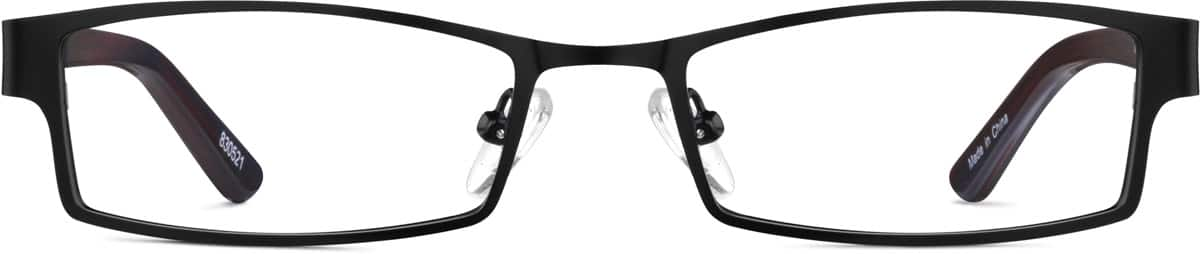 Front view of Rectangle Glasses 830521 in Black