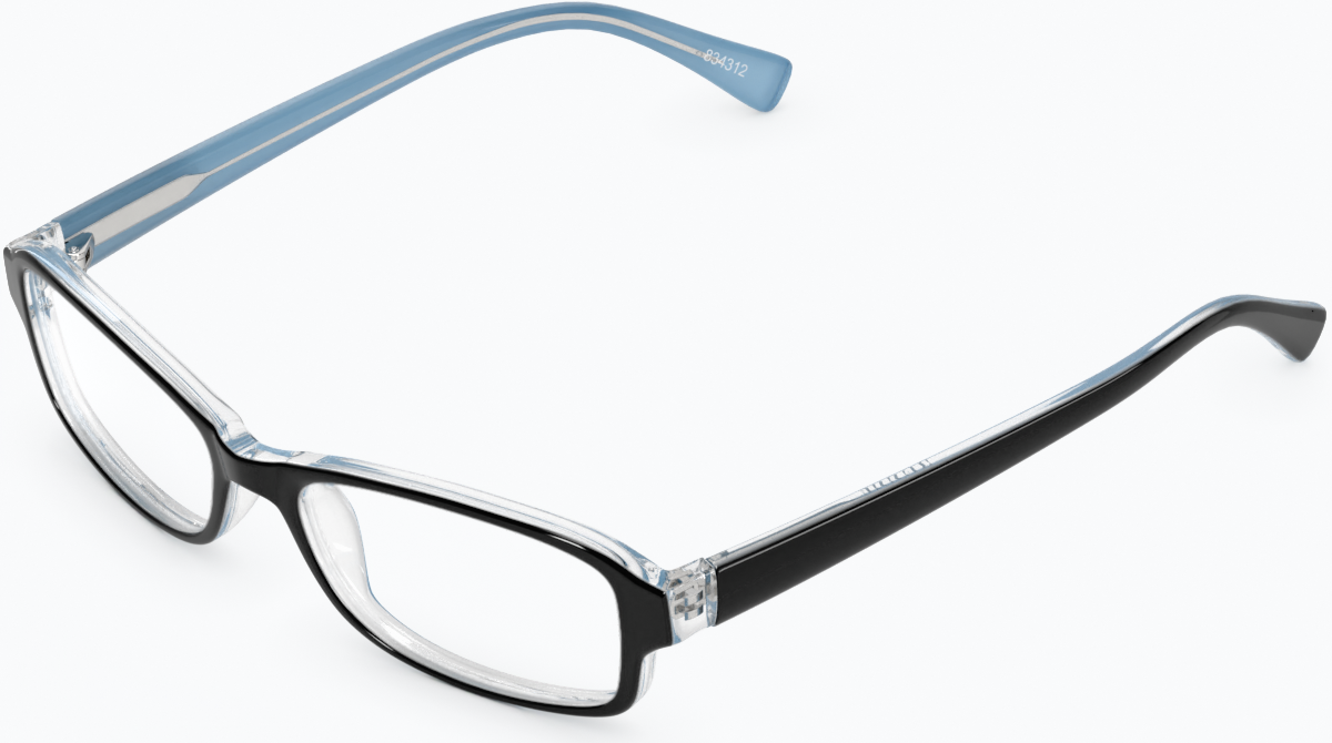 Angle view of Rectangle Glasses 834316 in Black thumbnail