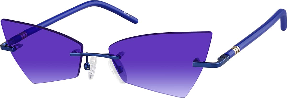 Angle view of Rimless Sunglasses 85393036 in Blue