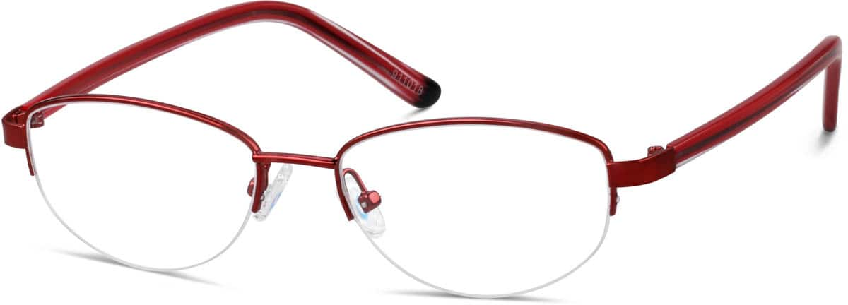 Angle view of Oval Glasses 911018 in Red