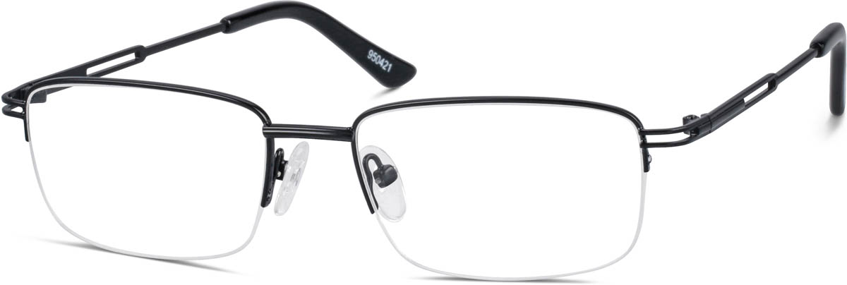 Zenni Men's Lightweight Rectangle Glasses Half-Rim Black Stainless Steel Frame