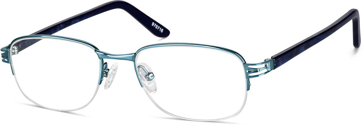 Angle view of Rectangle Glasses 970716 in Blue