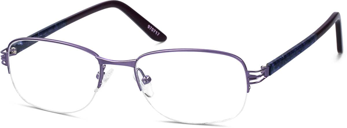 Angle view of Rectangle Glasses 970717 in Purple