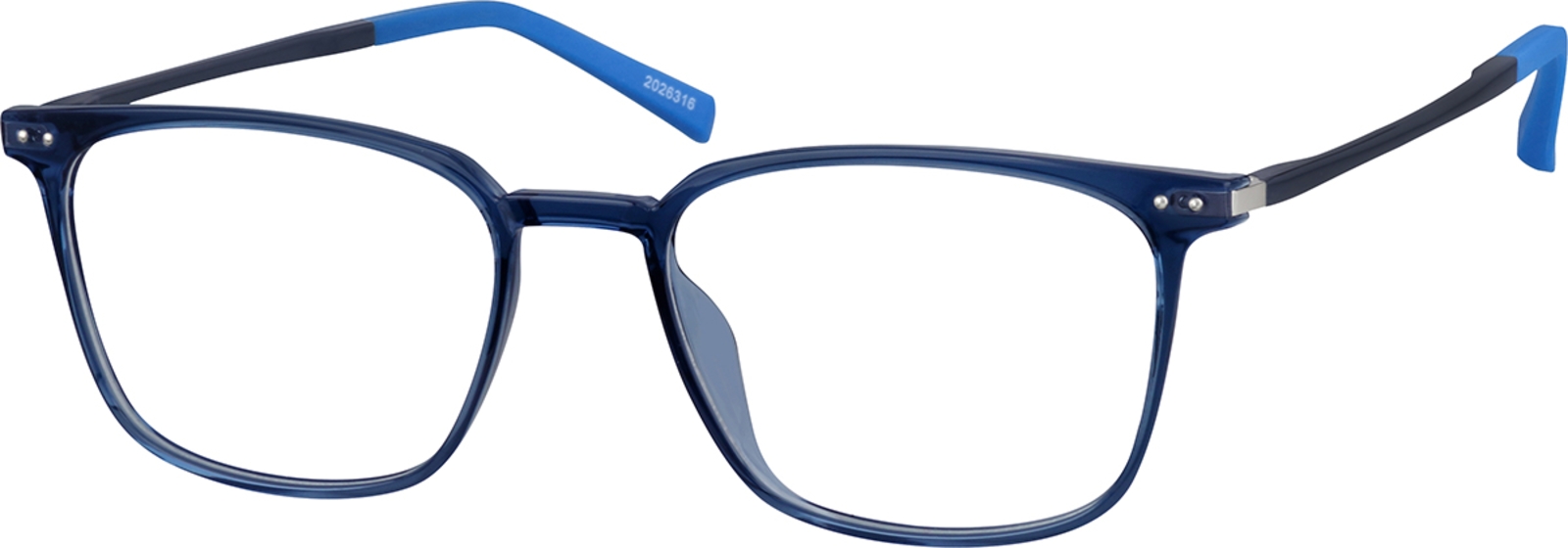 Zenni Square Prescription Glasses Blue Plastic Full Rim Frame