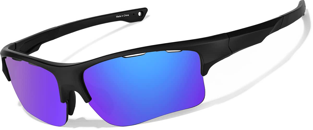 Angle view of Wrap-Around Sports Sunglasses 99112121 in Black