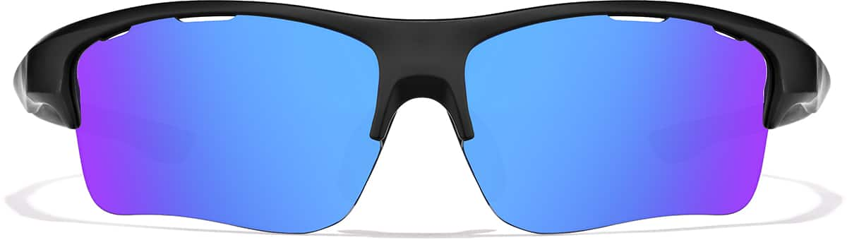 Front view of Wrap-Around Sports Sunglasses 99112121 in Black