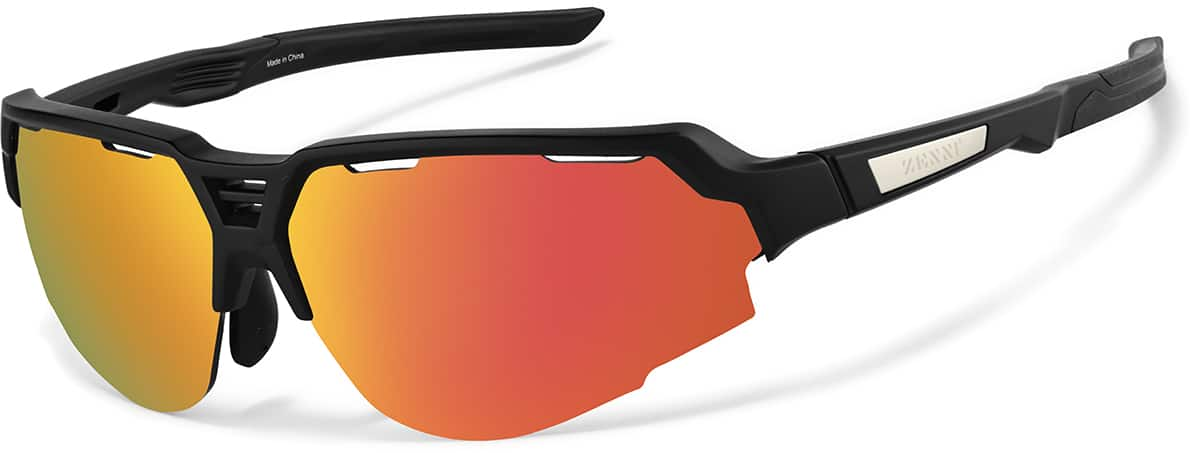 Angle view of Wrap-Around Sports Sunglasses 99112221 in Black