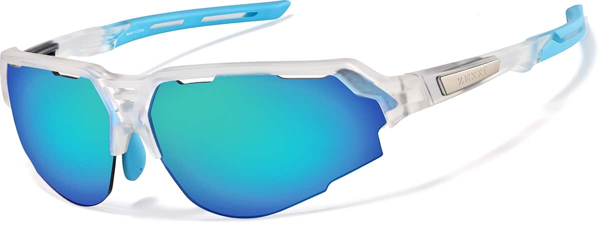 Angle view of Wrap-Around Sports Sunglasses 99112223 in Clear