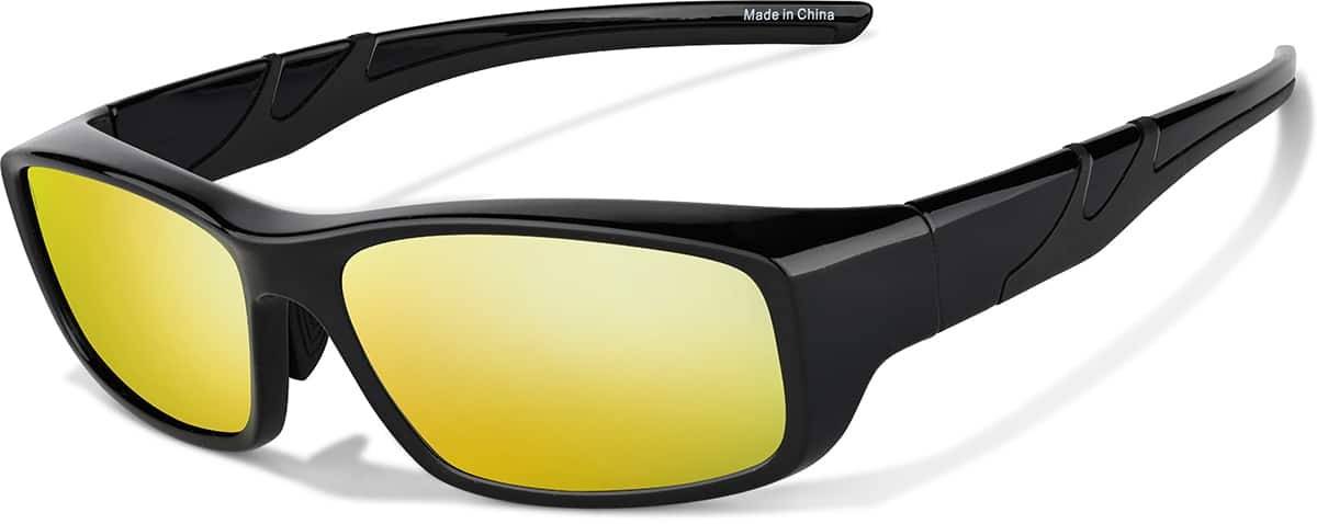 Angle view of Rectangle Sports Sunglasses 99112321 in Black