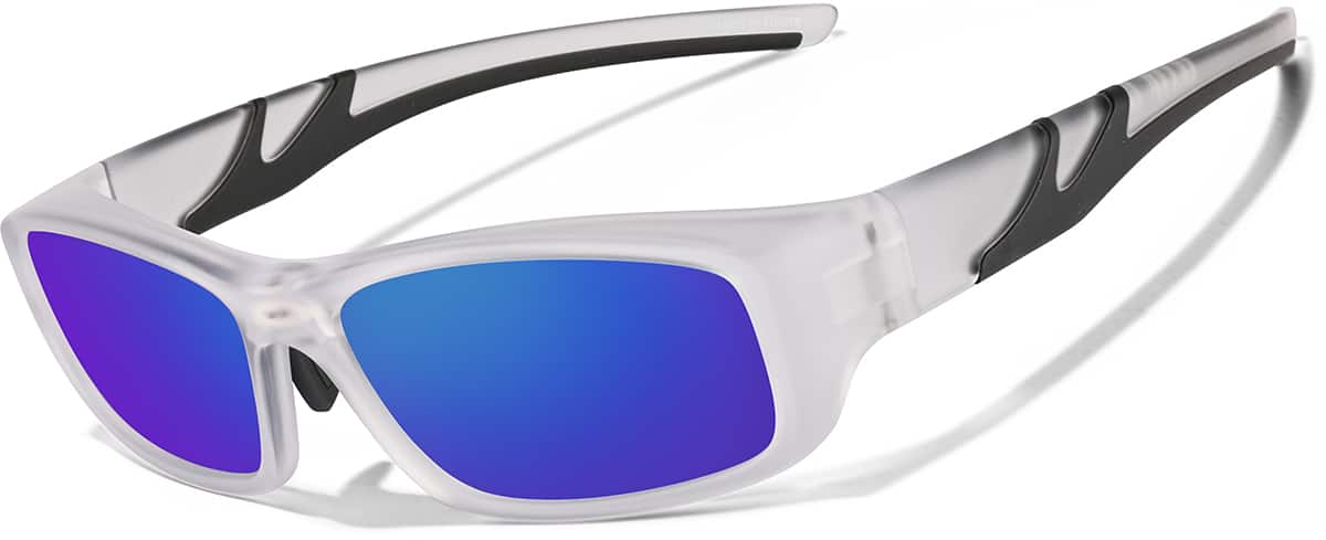 Angle view of Rectangle Sports Sunglasses 99112323 in Clear