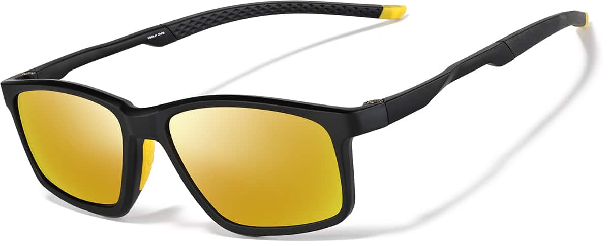 Angle view of Rectangle Sports Sunglasses 99112621 in Black