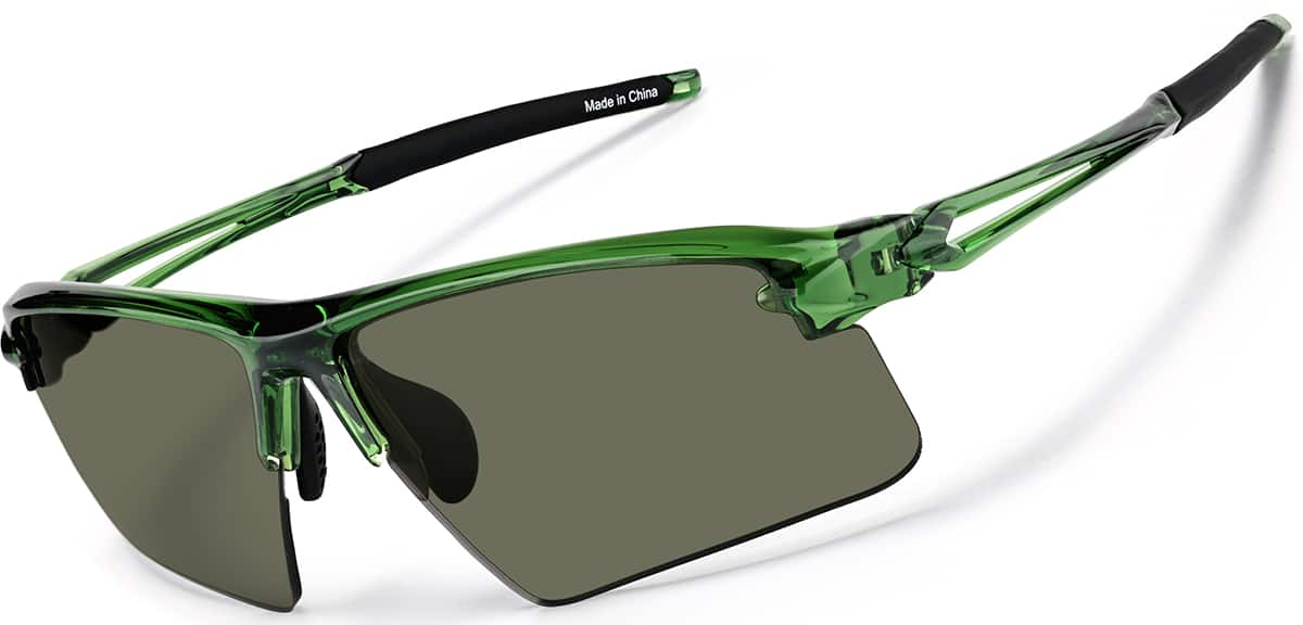 Angle view of Wrap-Around Sports Sunglasses (Larger Lenses) 99113124 in Green