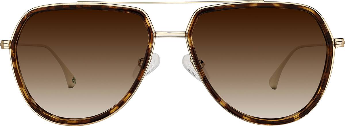 Tortoiseshell and Gold Aviator Glasses #99119325 | Zenni Optical