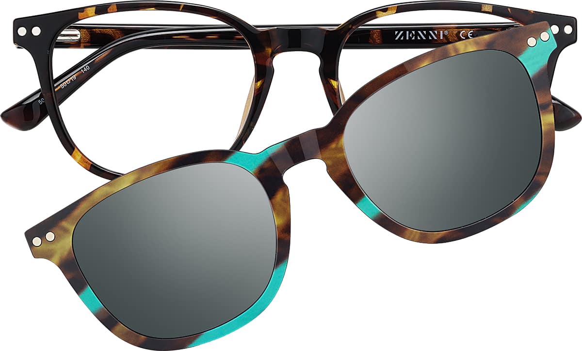 Tortoiseshell Polarized Magnetic Clip On Eyeglasses #99122425