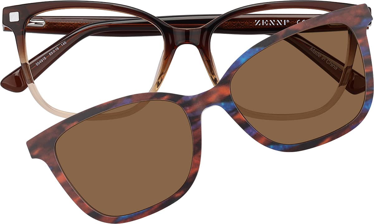 Brown Cat-Eye Magnetic Clip-On Sunglasses #99123415 | Zenni Optical