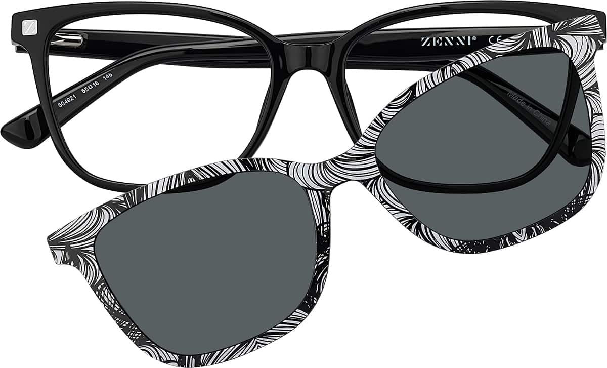 Black Cat-Eye Magnetic Clip-On Sunglasses #99123521 | Zenni Optical