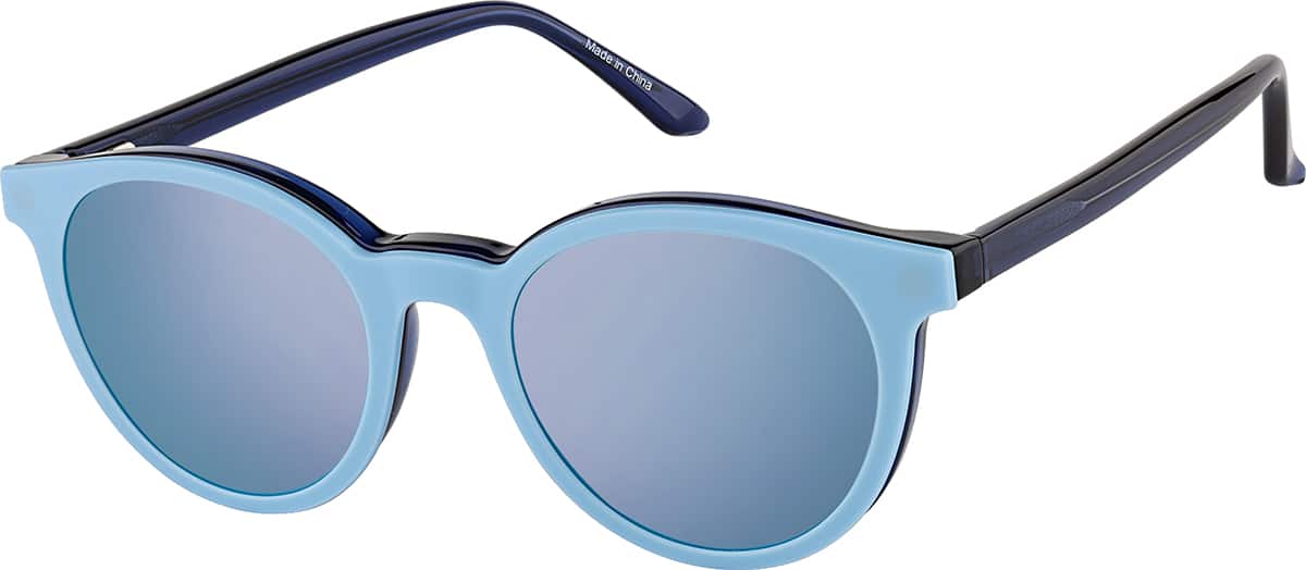 Basic Frame Round Navy Blue Round Magnetic Clip-On Sunglasses #99123716 | Zenni Optical