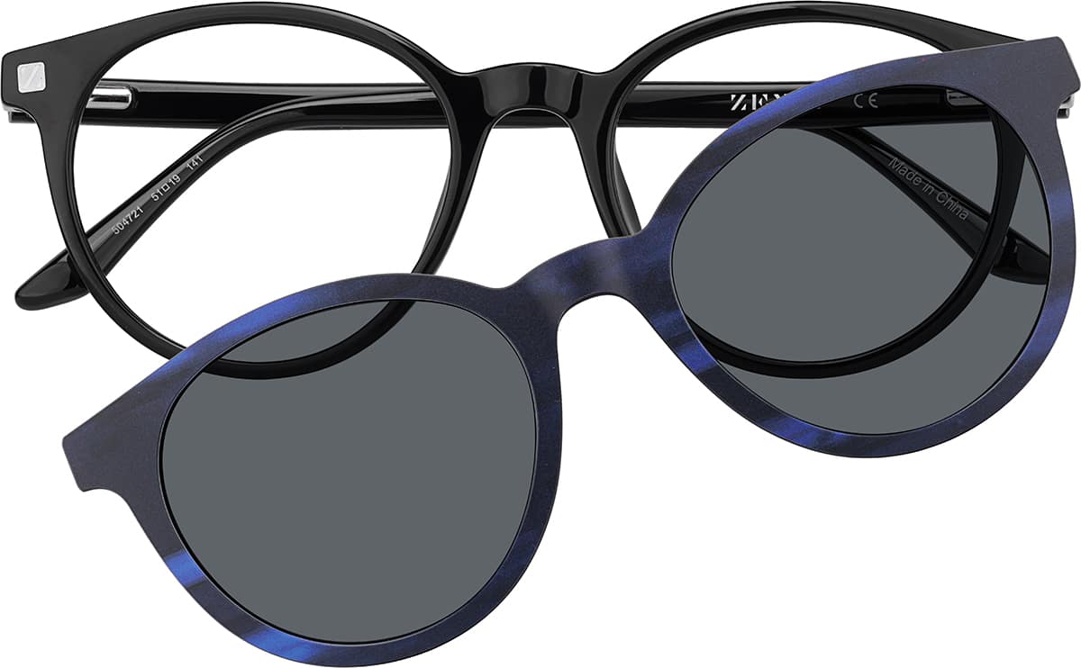 Black Round Magnetic Clip-On Sunglasses #99123921 | Zenni Optical