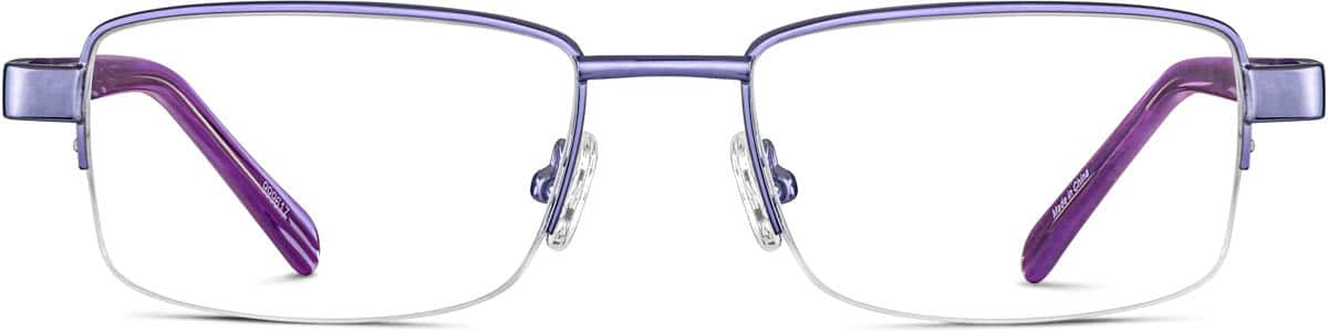 Front view of Rectangle Glasses 999617 in Purple