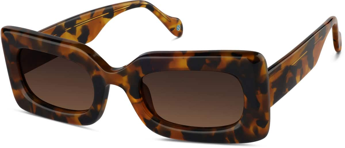 Angle view of Rectangle Sunglasses A10121625 in Tortoiseshell