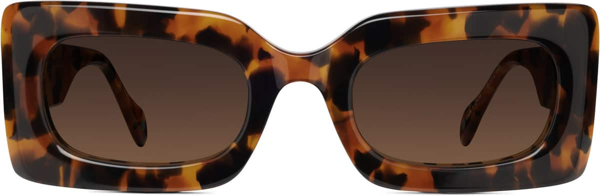 Front view of Rectangle Sunglasses A10121625 in Tortoiseshell