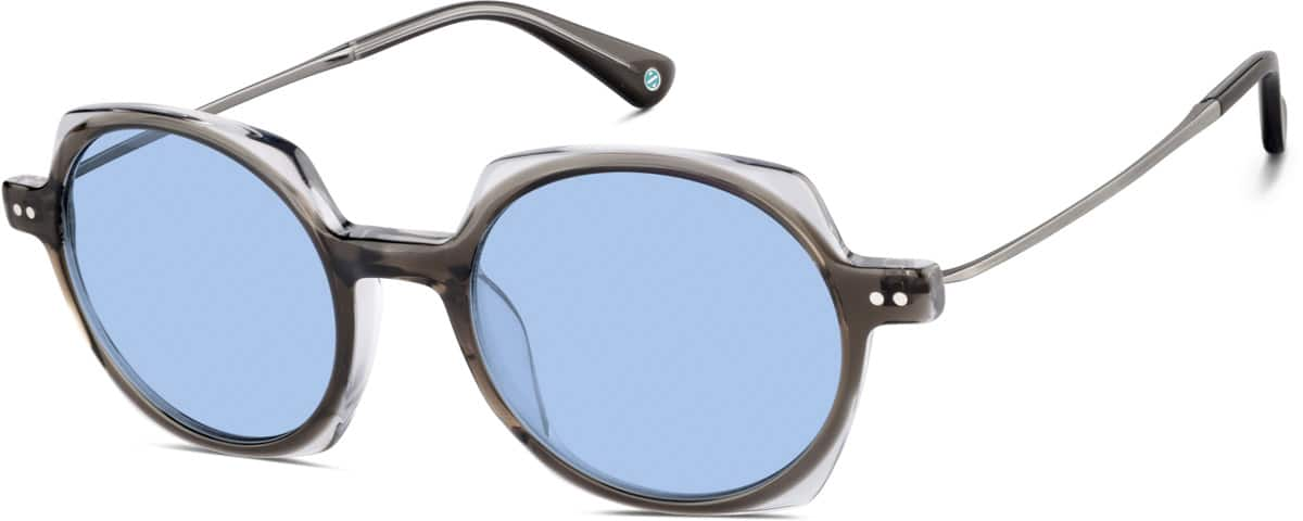 Angle view of Premium Round Sunglasses A10151112 in Gray