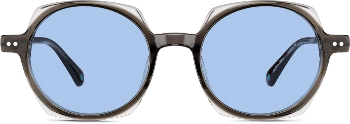 Front view of Premium Round Sunglasses A10151112 in Gray