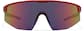 Front view of Wrap-Around Shield Sunglasses A10161518 in Red with Purple Mirror thumbnail