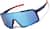 Angle view of Wrap-Around Shield Sunglasses A10161616 in Blue with Blue Mirror thumbnail