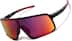 Wrap-Around Shield Sunglasses A10161621 in Black with Flame Red Mirror