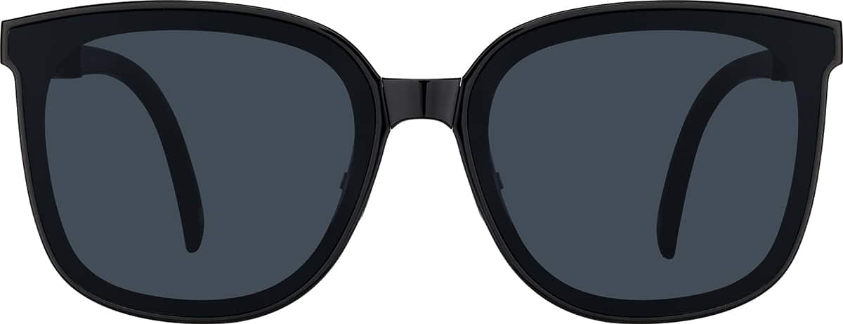 Front view of Foldable Square Sunglases A10162021 in Black