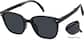 Angle view of Foldable Square Sunglases A10170121 in Black thumbnail