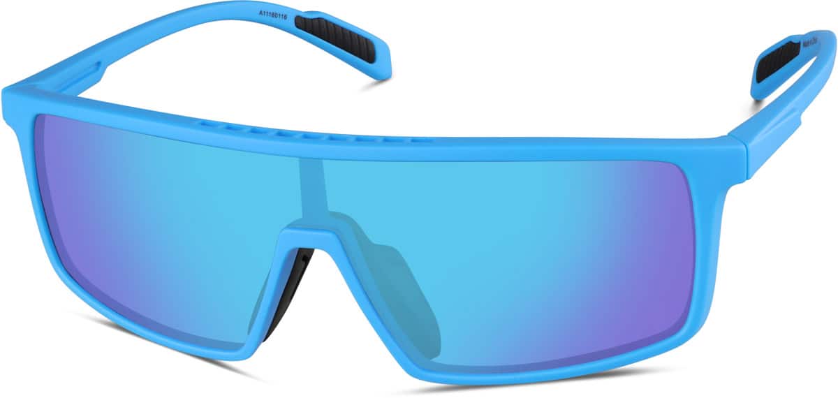 Zenni Sporty Sunglasses Blue Plastic Frame Full Rim Universal Bridge Fit
