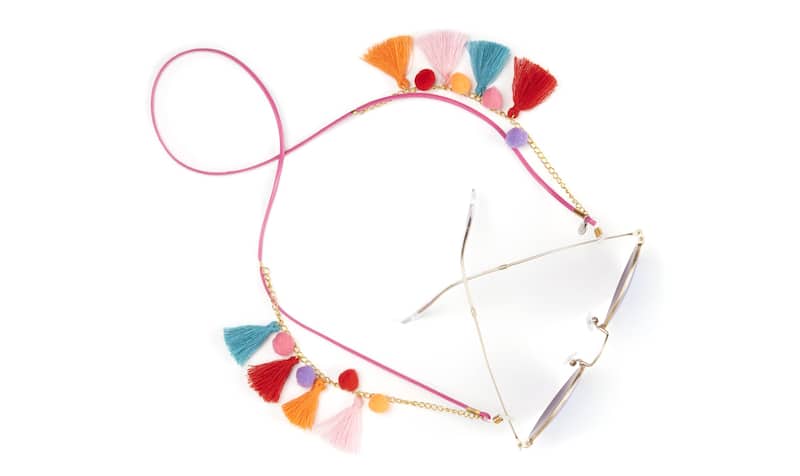 Pink Tassel & Pom Eyeglass Chain