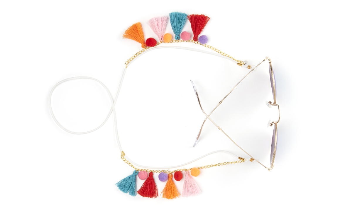 White Tassel & Pom Eyeglass Chain