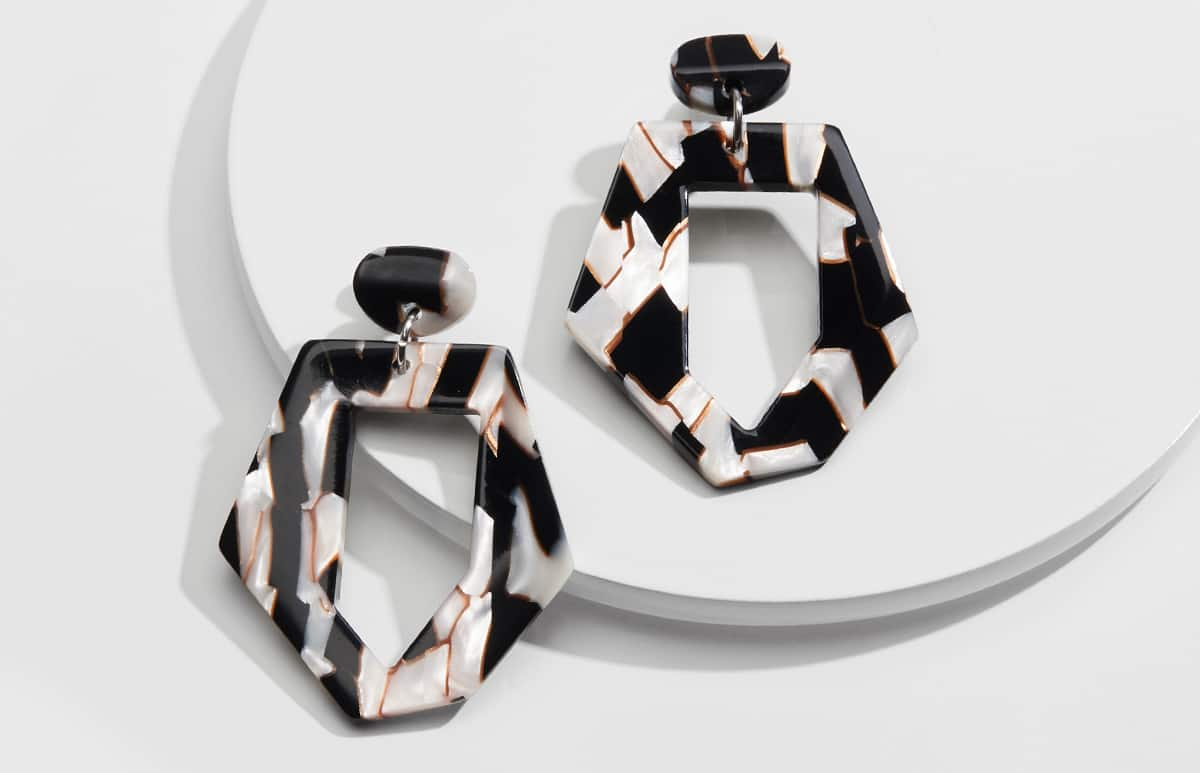 Zebra Acetate Drop Earrings-angle-view-01