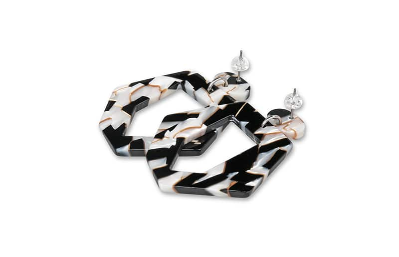 Zebra Acetate Drop Earrings-angle-view-02