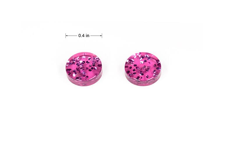 Pink Glitter Acetate Stud Earrings