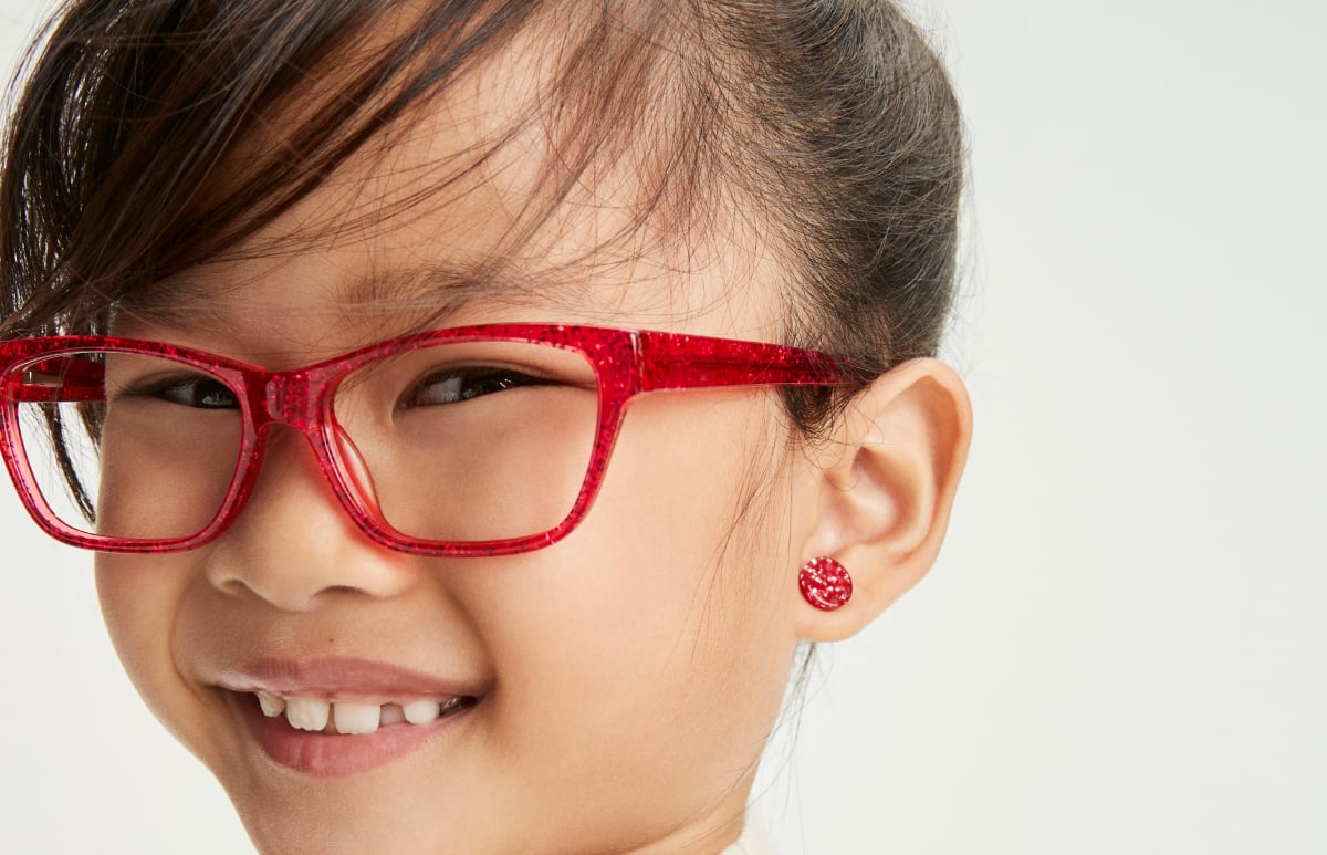 Red Glitter Acetate Stud Earrings-angle-view-04