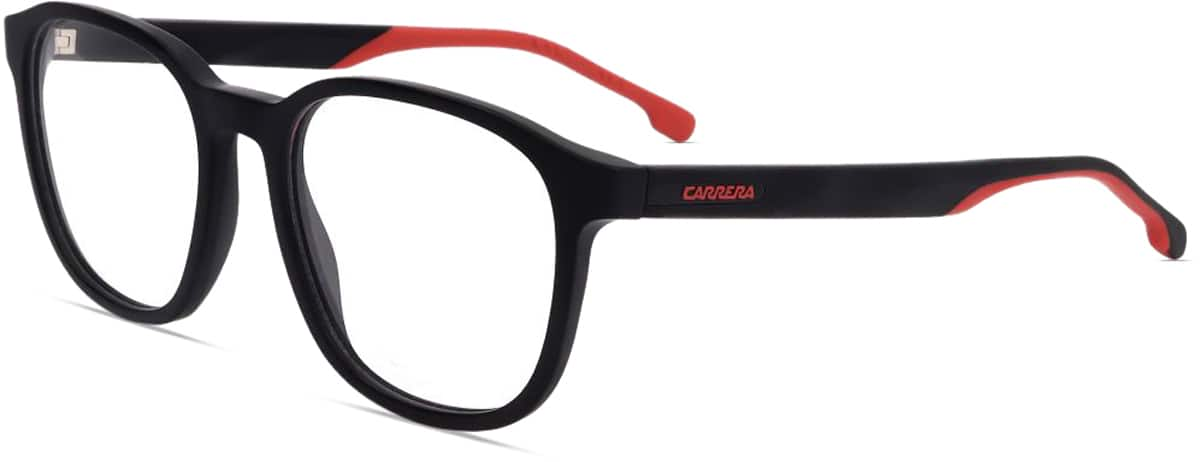 Angle view of Carrera CAR8878 CAR887801 in Matte Black and red