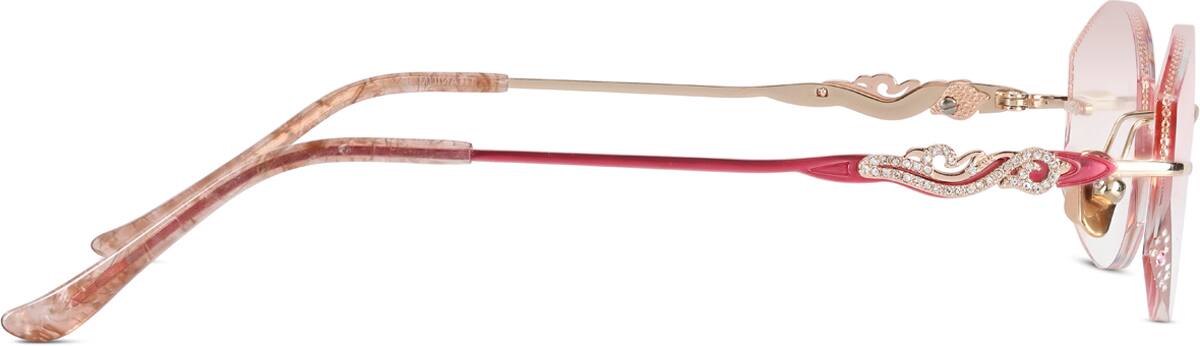 にめ Women's Gold Titanium Jeweled Rimless Frame #J88036 | Zenni