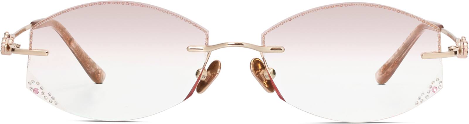 にめ Women's Gold Titanium Jeweled Rimless Frame #J88036 | Zenni