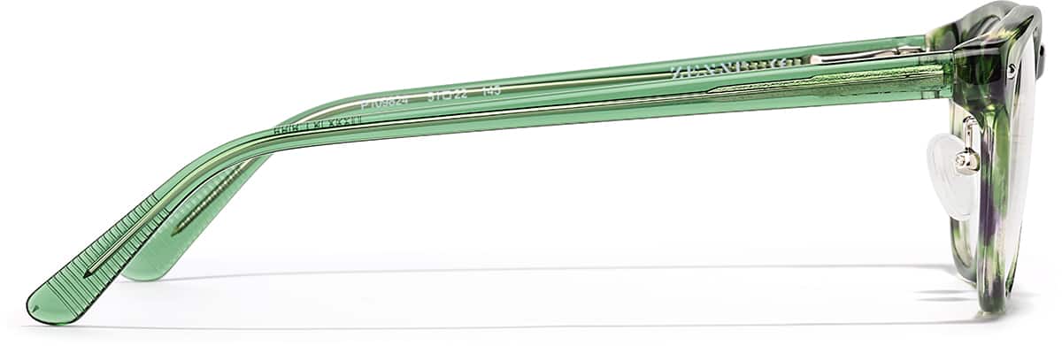 Side view of Round Glasses P109824 in Green Tortoiseshell