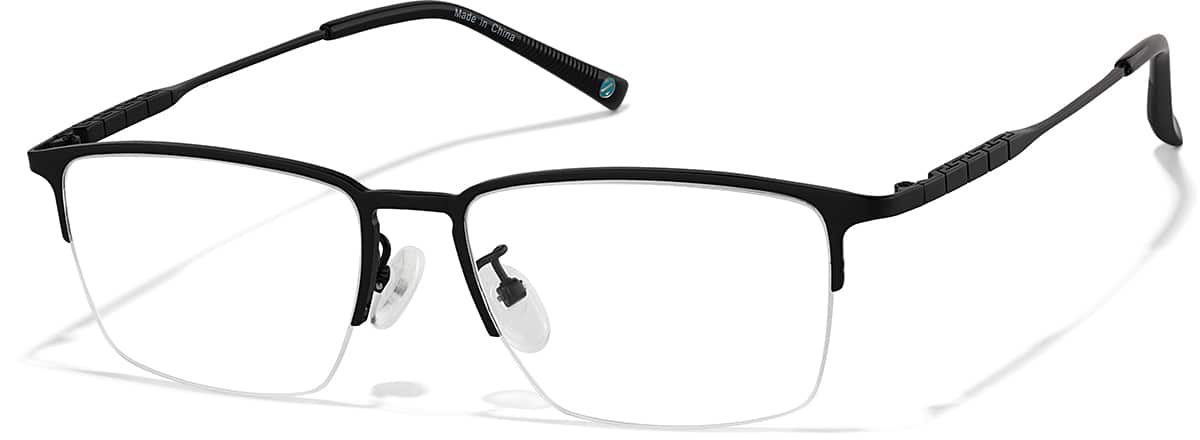 Angle view of Rectangle Glasses P1302421 in Black