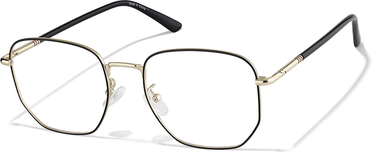 Angle view of Geometric Glasses P1917221 in Black